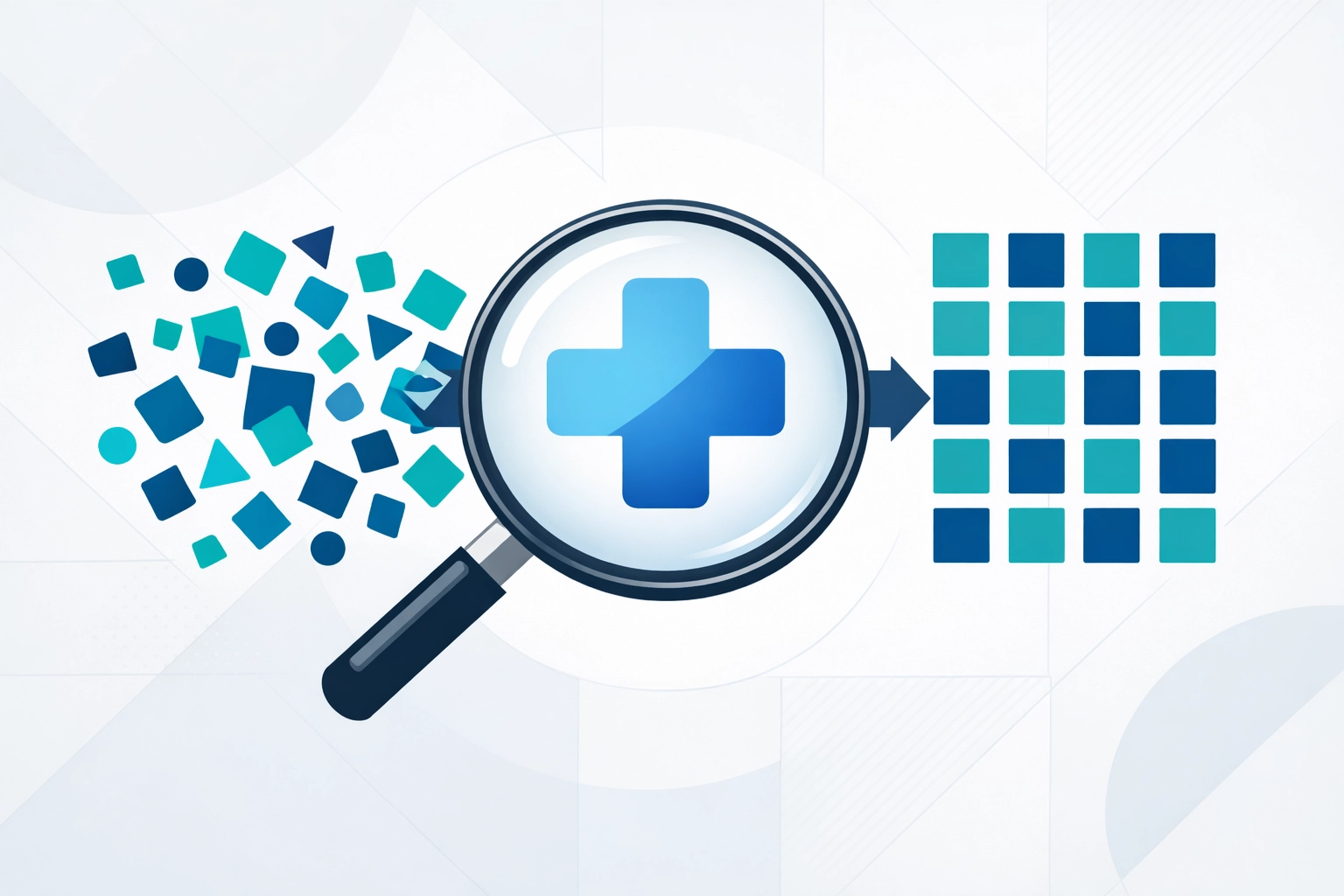 Healthcare process improvement illustration showing the transition from clinical chaos to organized medical workflows.