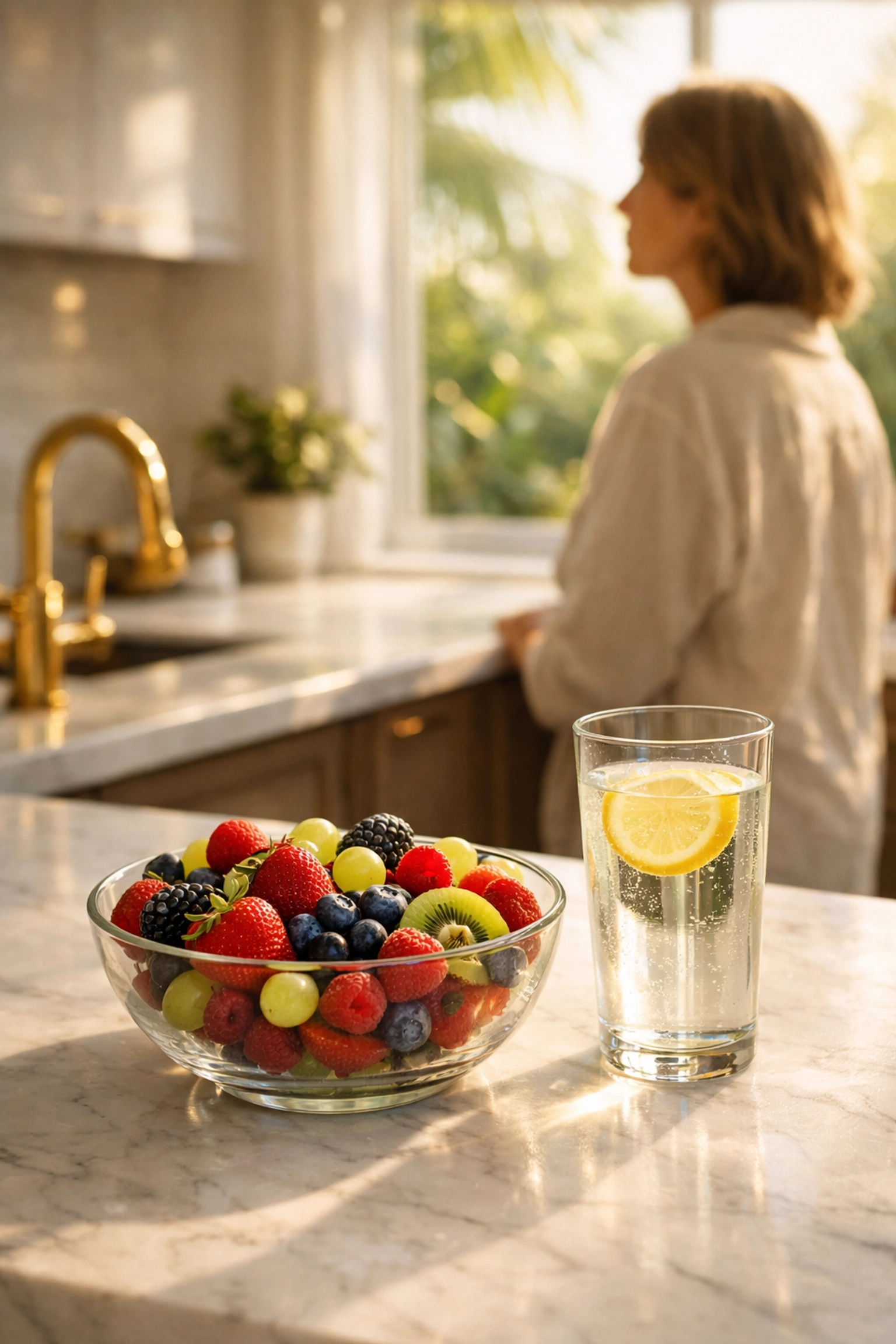 Healthy breakfast and hydration supporting metabolic wellness and functional weight loss goals.