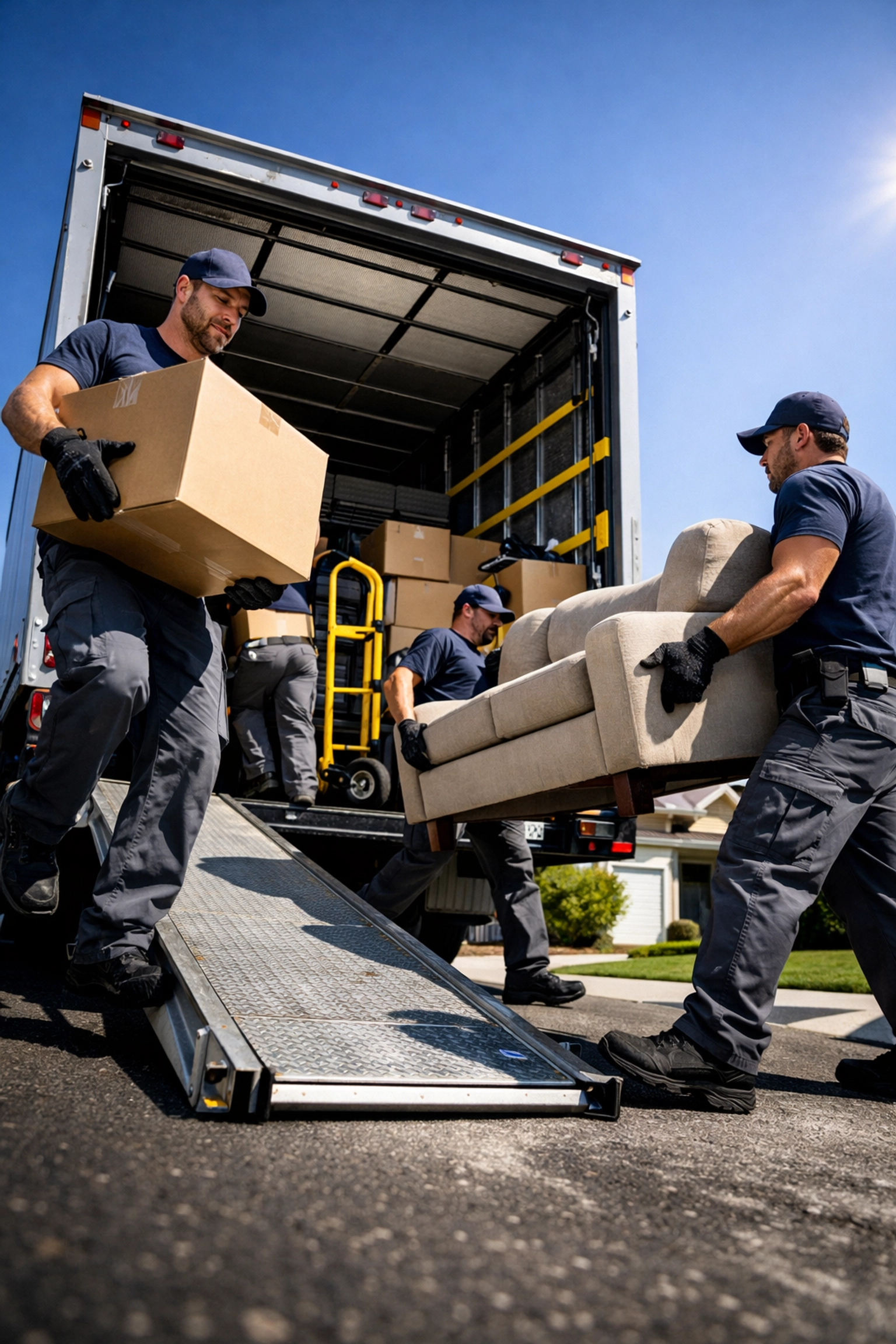 Professional crew loading truck during home cleanout and junk removal service in Columbus