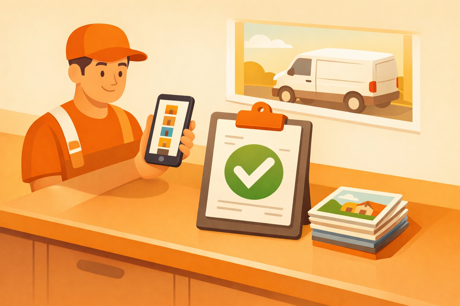 Professional contractor using a photo timeline app to organize jobs and get paid faster.