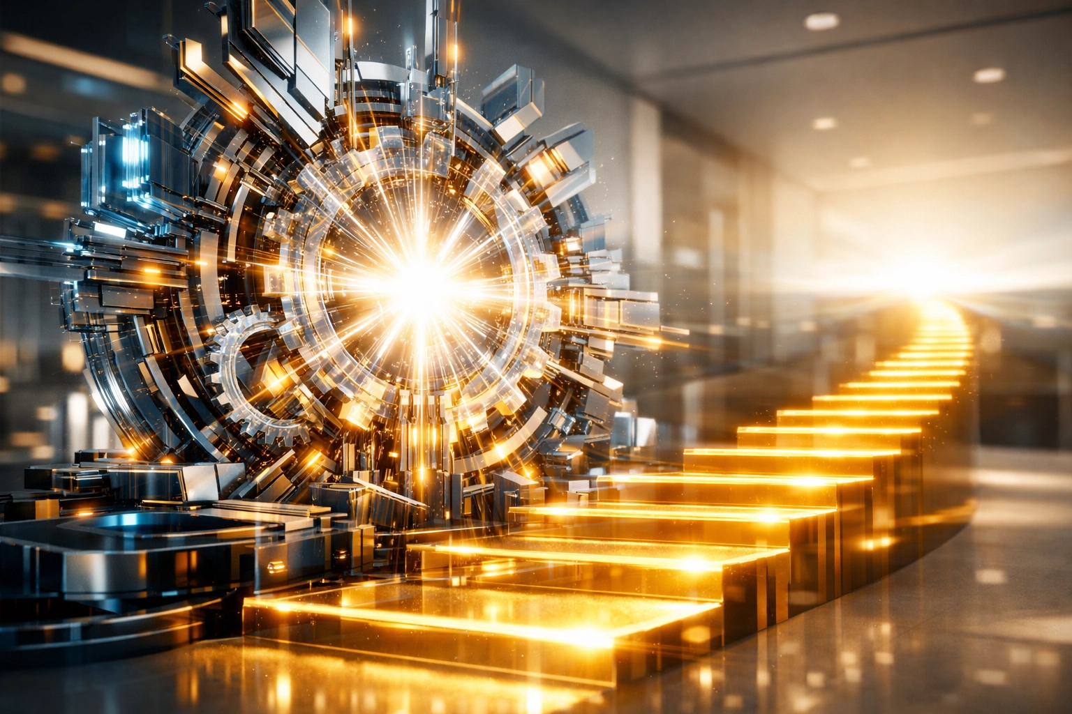 Conceptual AI growth engine showing the path to scaling a small business through digital automation.