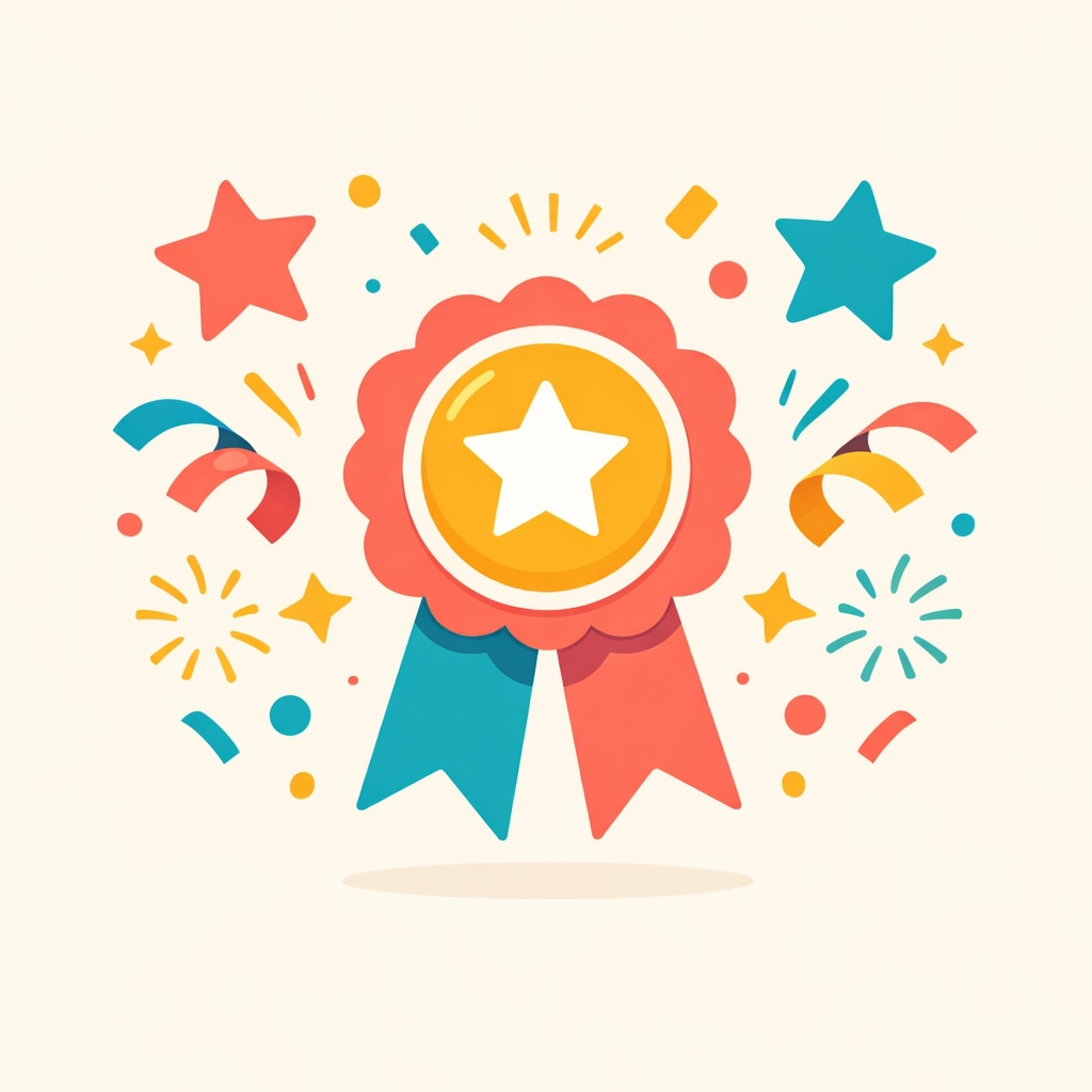 Celebration trophy with confetti representing team recognition and achievement