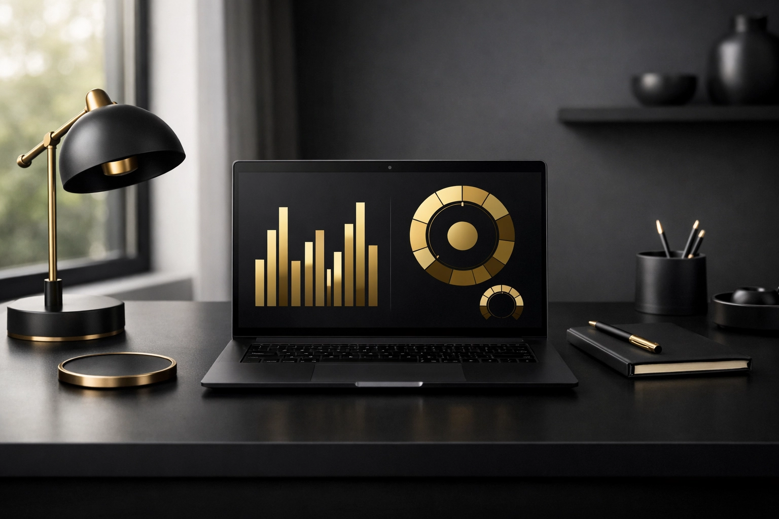Real-time financial reporting charts on a laptop screen for data-driven property management decisions.