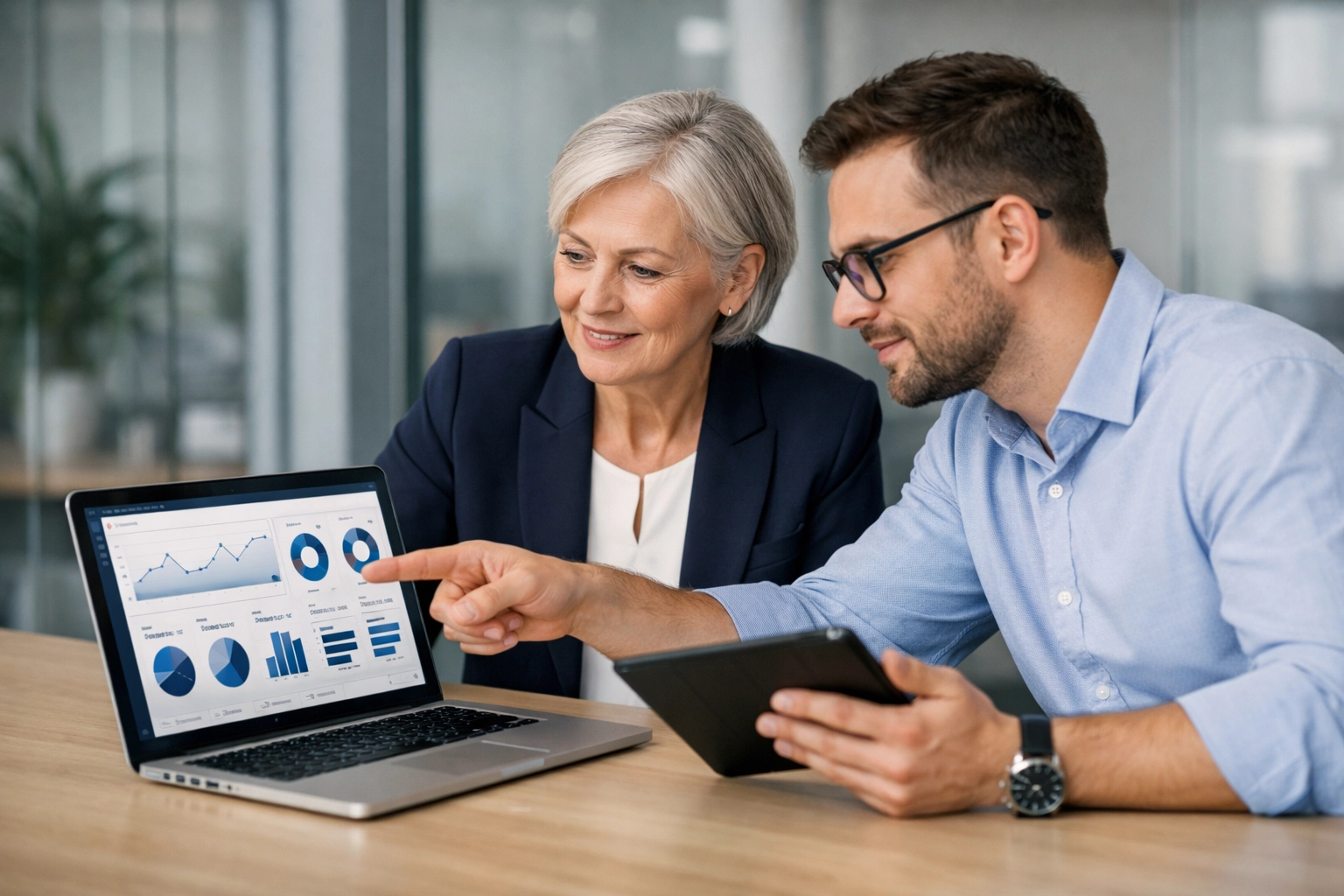 Compliance officer and ServiceNow implementation partner reviewing DORA and ITOM data for European regulations.