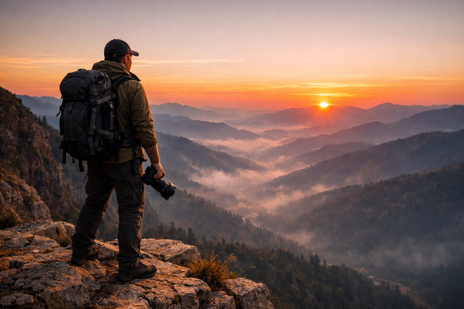 The Ultimate Guide to Proshoot.io: Everything You Need to Succeed as a Modern Creative 5 Travel photographer overlooking a mountain valley at sunset, representing a successful creative career.