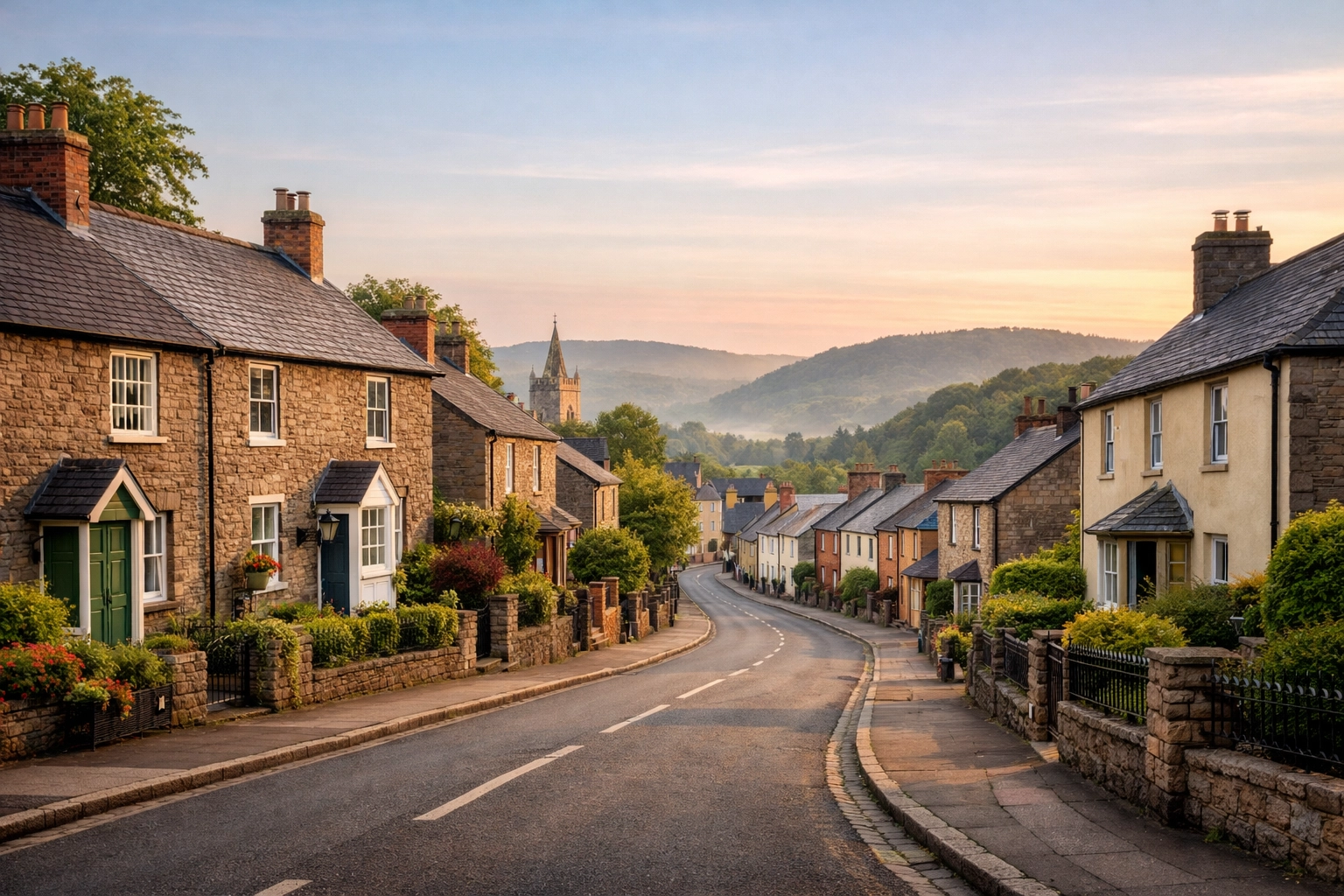 Peaceful residential street in Chepstow showcasing a safe and secure neighbourhood environment.