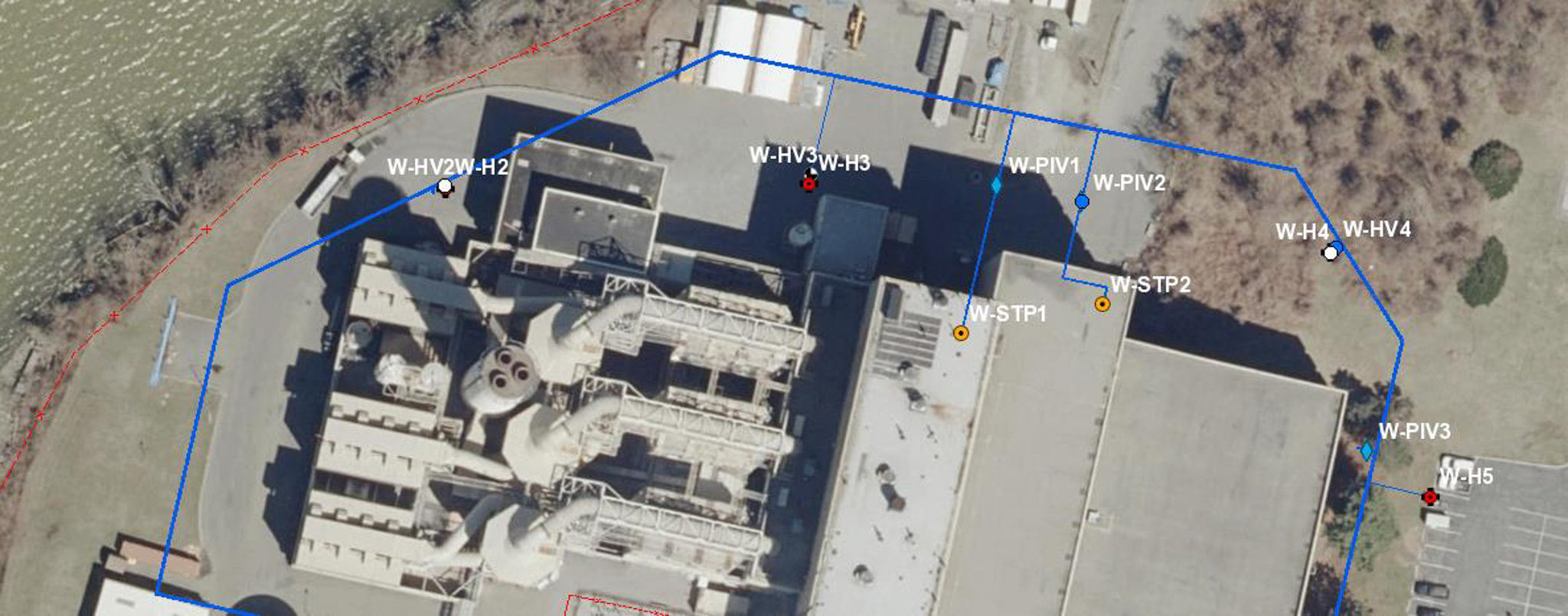 Aerial Site Map with Facility Layout and Monitoring Points