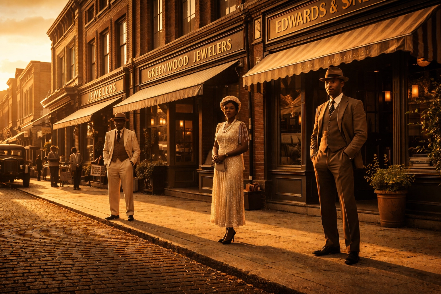Why Everyone Is Talking About Buying Black (And You Should Too) Recreation of historic Black Wall Street with proud Black business owners in 1920s Greenwood District.