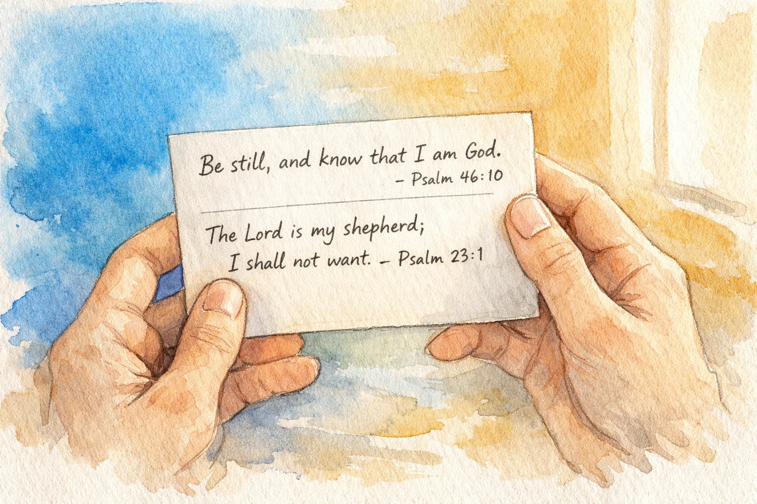 Hands holding journal with written scripture for daily faith-based anxiety practice