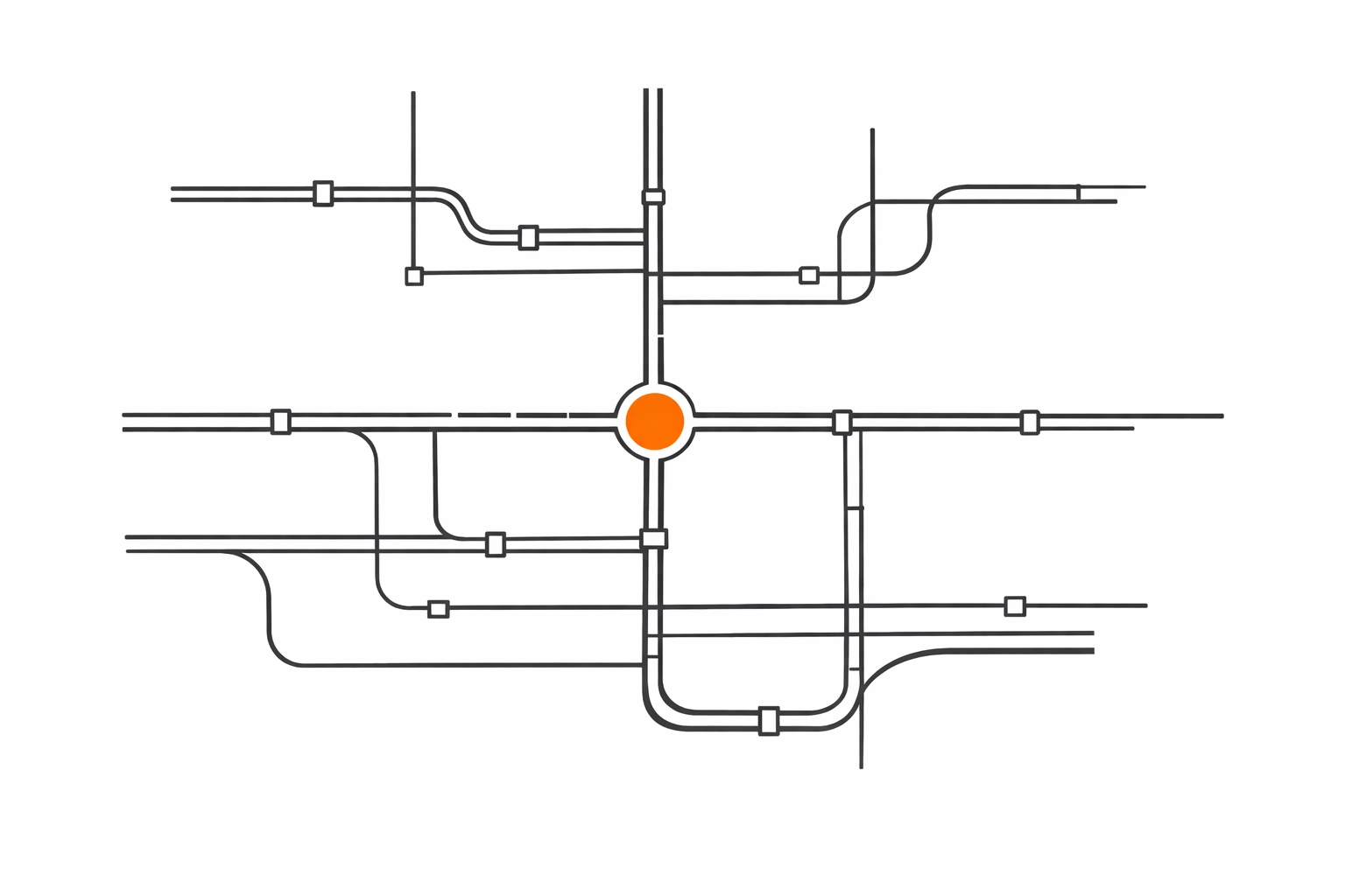 Schnelle Erreichbarkeit des Elektriker Notdienstes Wien dargestellt als technisches Netzwerk.