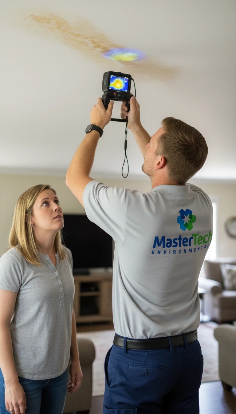 Mastertech Environmental Technician Moisture Inspection with thermal camera