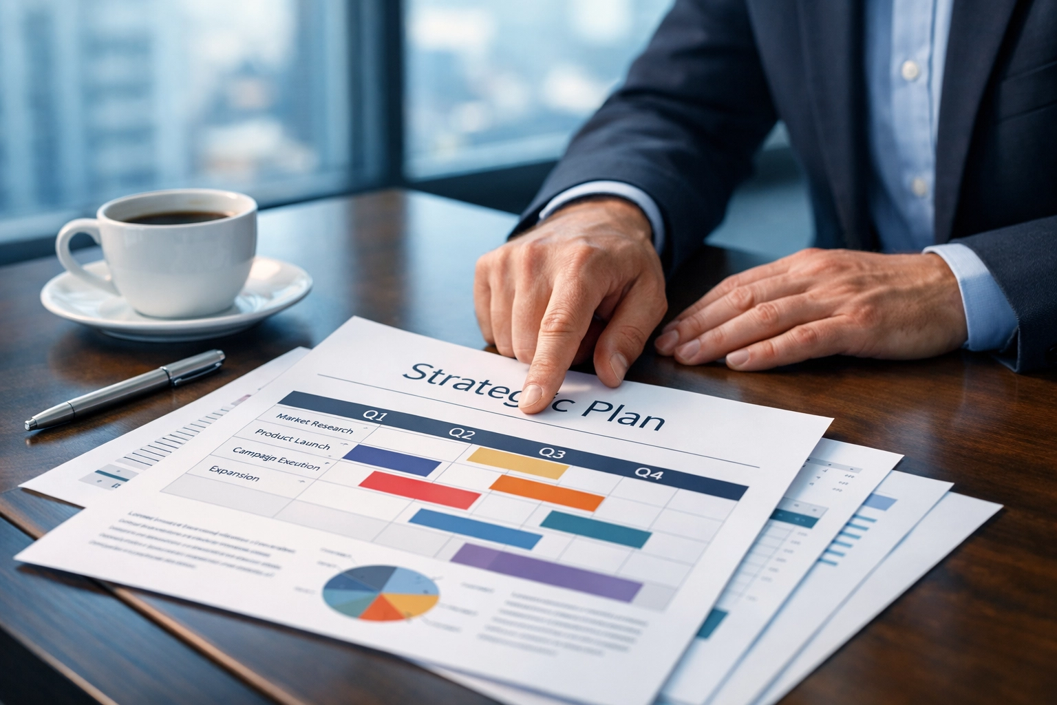 Business owner reviewing exit planning strategy documents for Charlotte business sale