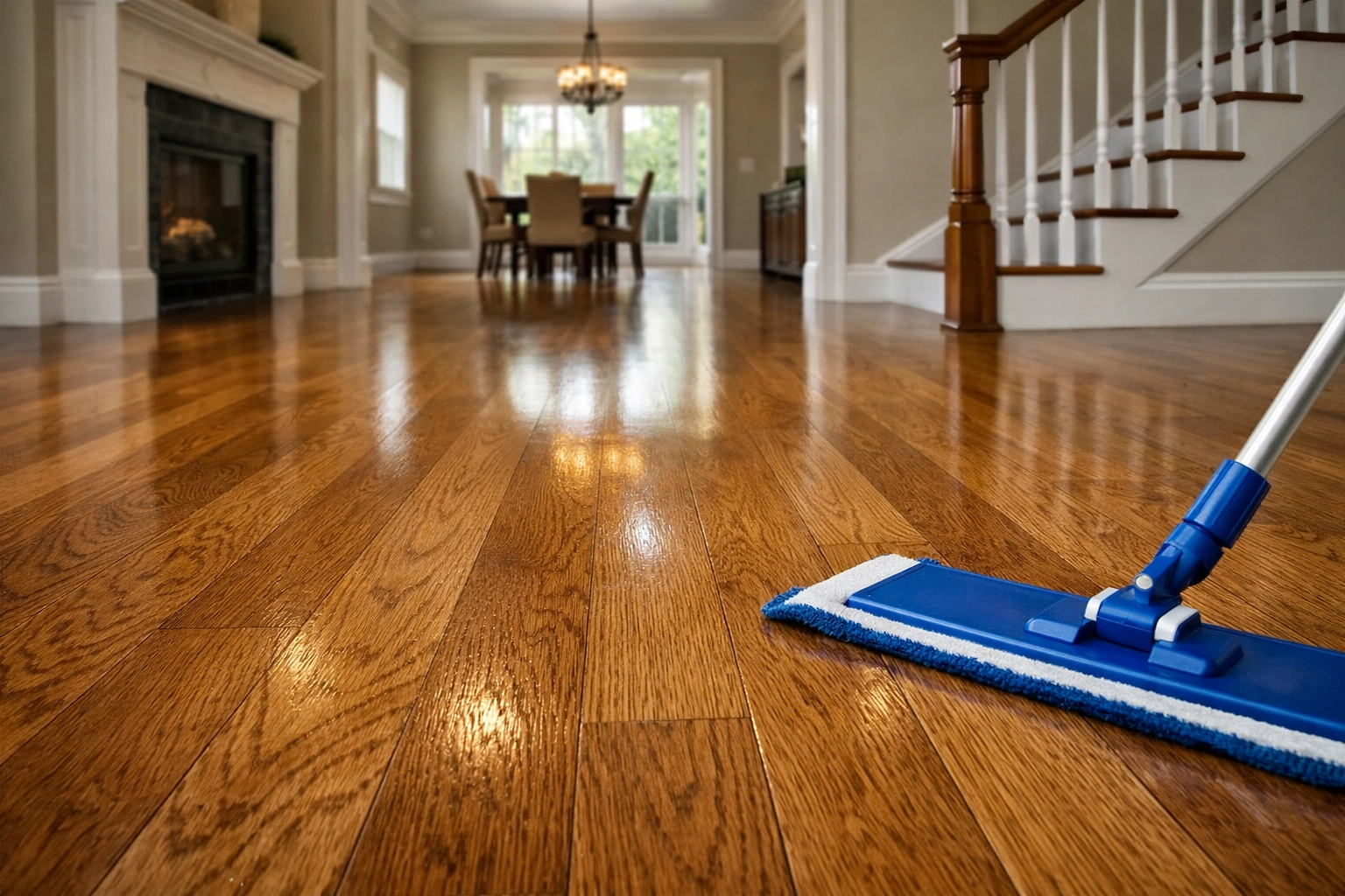 Expert deep cleaning Westborough for hardwood floors using a damp-mop technique to preserve wood finish.