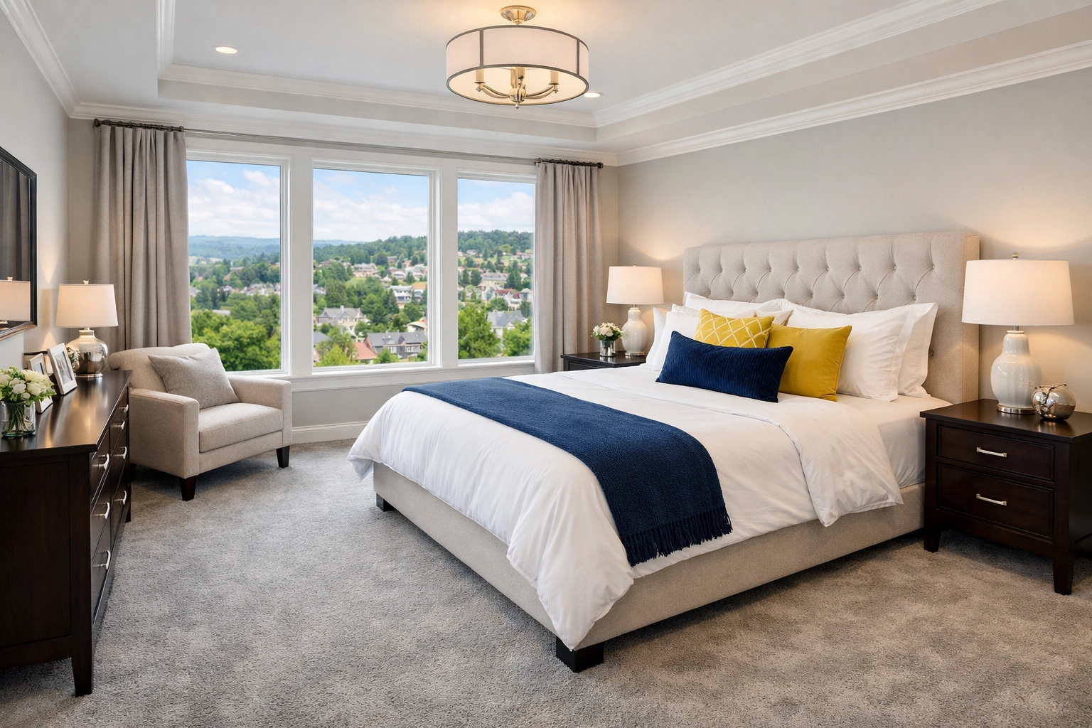 Clean, professionally vacuumed bedroom in a Worcester estate after move-out cleaning Worcester MA.