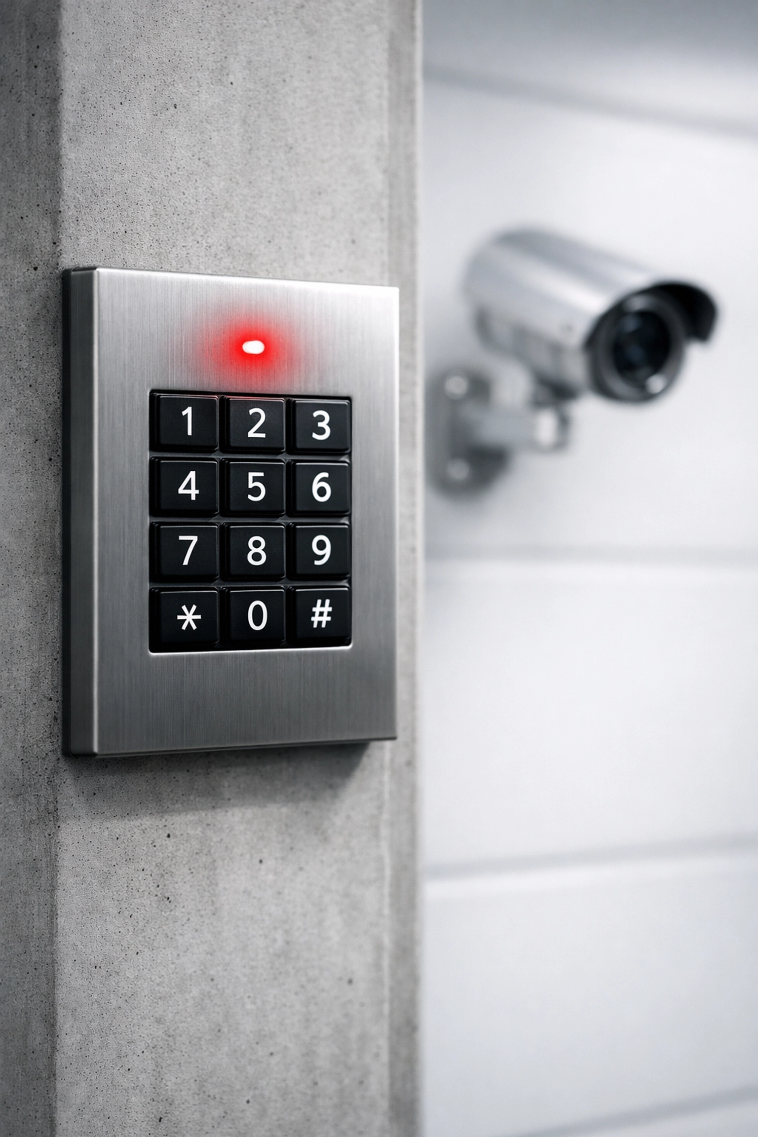 Advanced security keypad and CCTV camera protecting units at a Hertford storage facility.