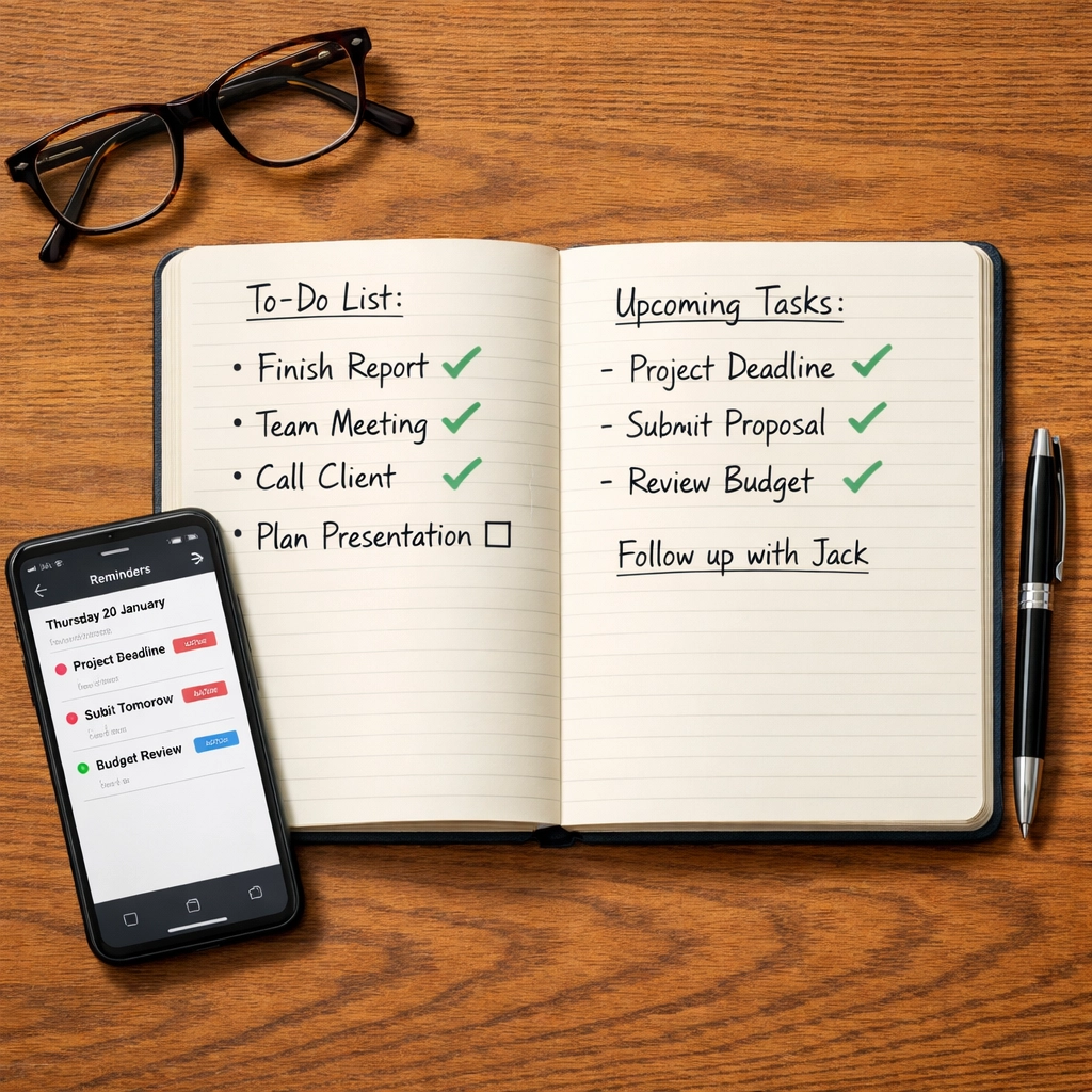 Organized workspace with calendar tracking BOI reporting deadlines and business updates