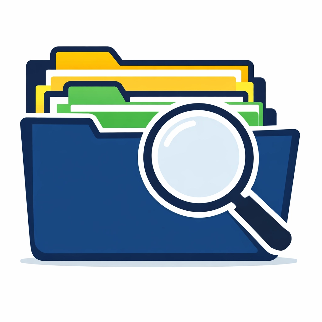 Organized tax records in a file folder with a magnifying glass symbolizing thorough audit preparation.