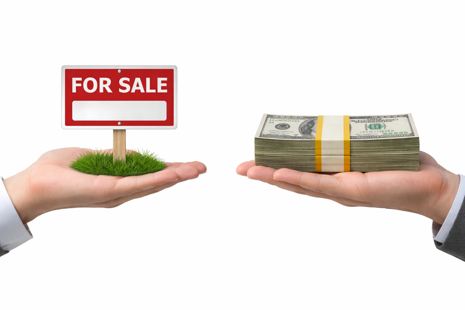 Two simple options side-by-side—listing with an agent vs. cash buyer—on a white background