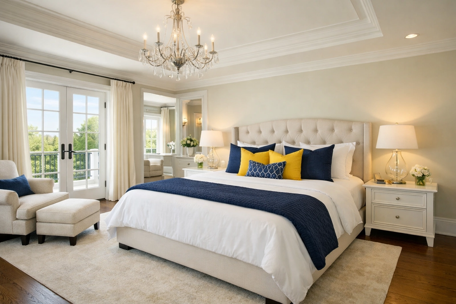 Spotless master bedroom in a Bedford home after a professional house cleaning Bedford MA service.