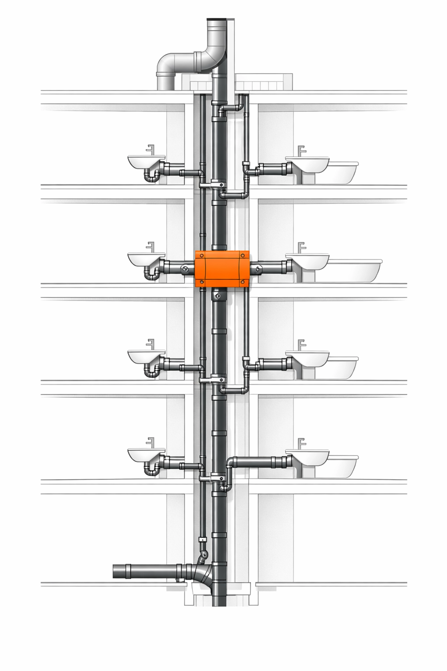 Technische Darstellung einer Steigleitung für die skalierbare Smart Home Installation in Wien.