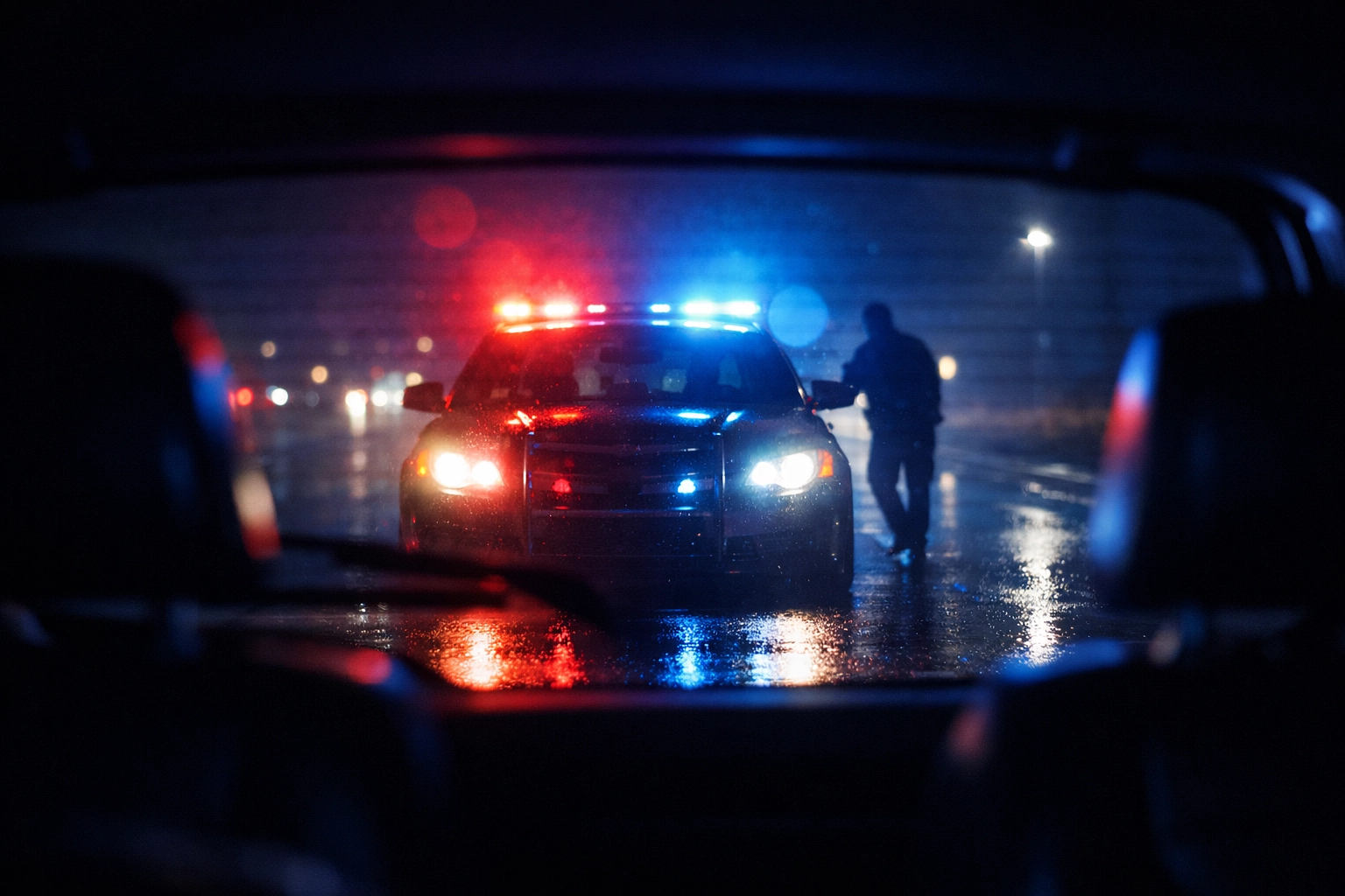 Police traffic stop for DUI in Virginia Beach at night