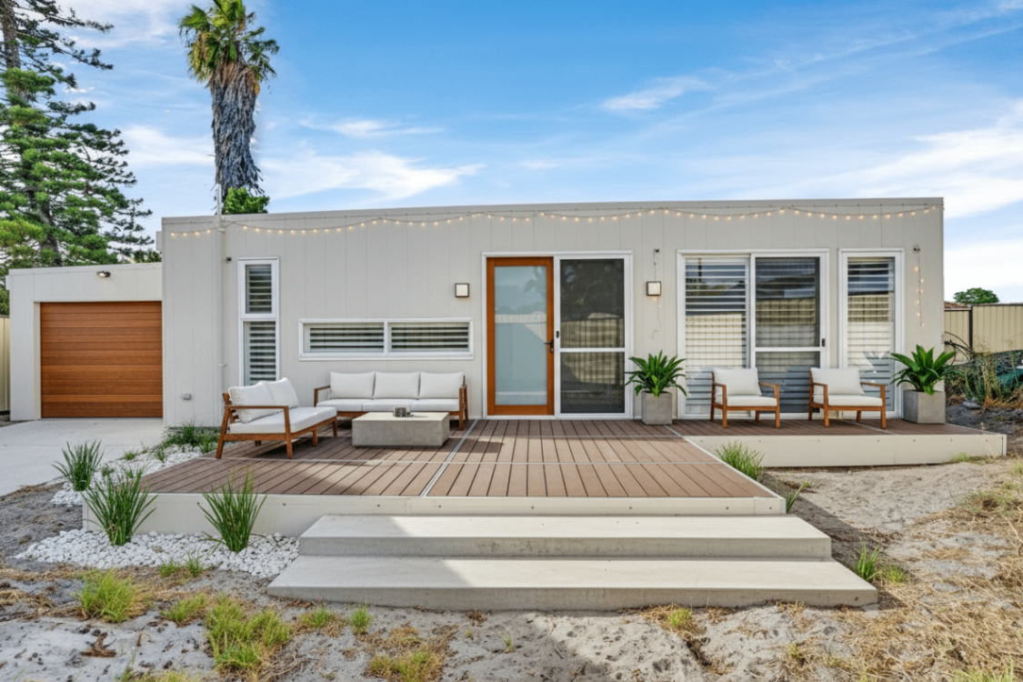 Turnkey modular home installation day on site