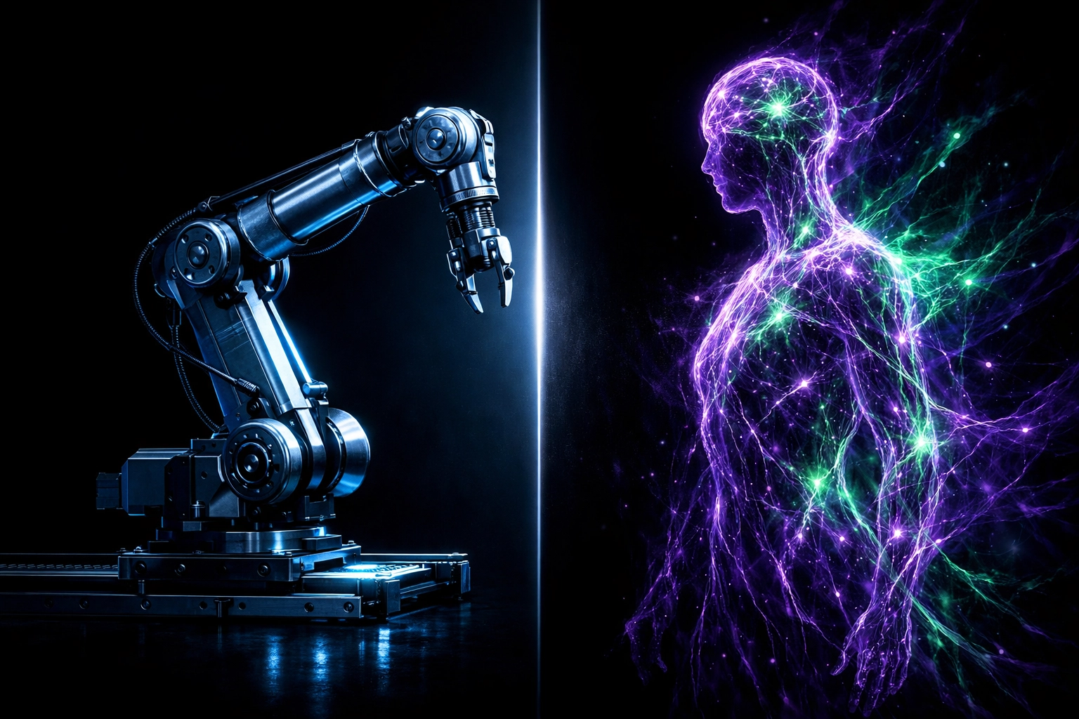 Comparison of traditional RPA robotic arms versus advanced agentic AI neural networks.