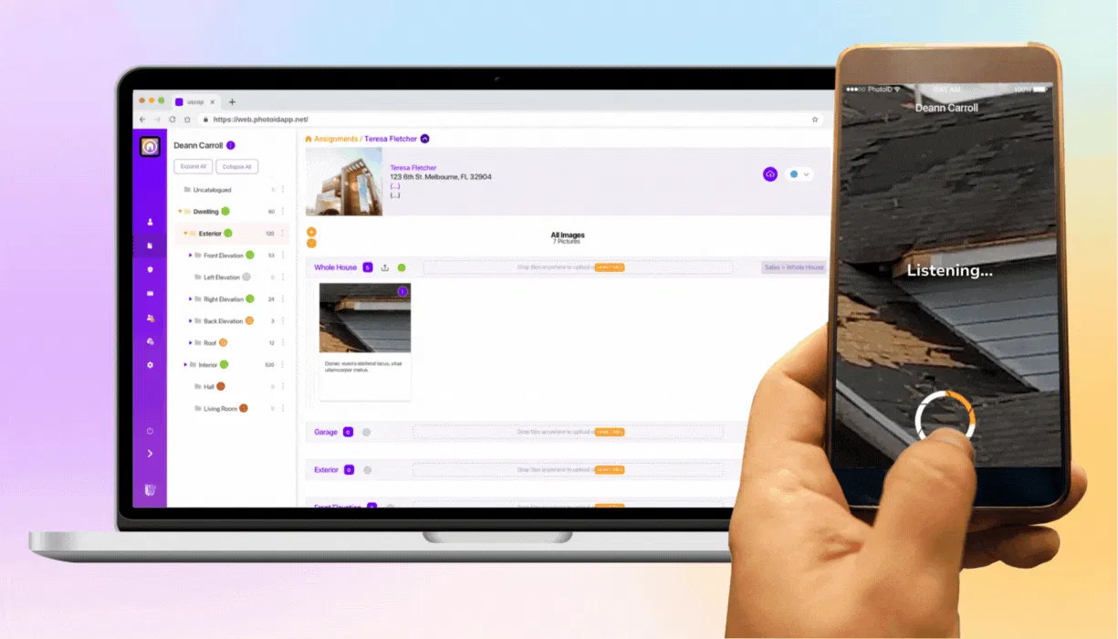 Contractor using PHOTO iD voice labeling features on-site