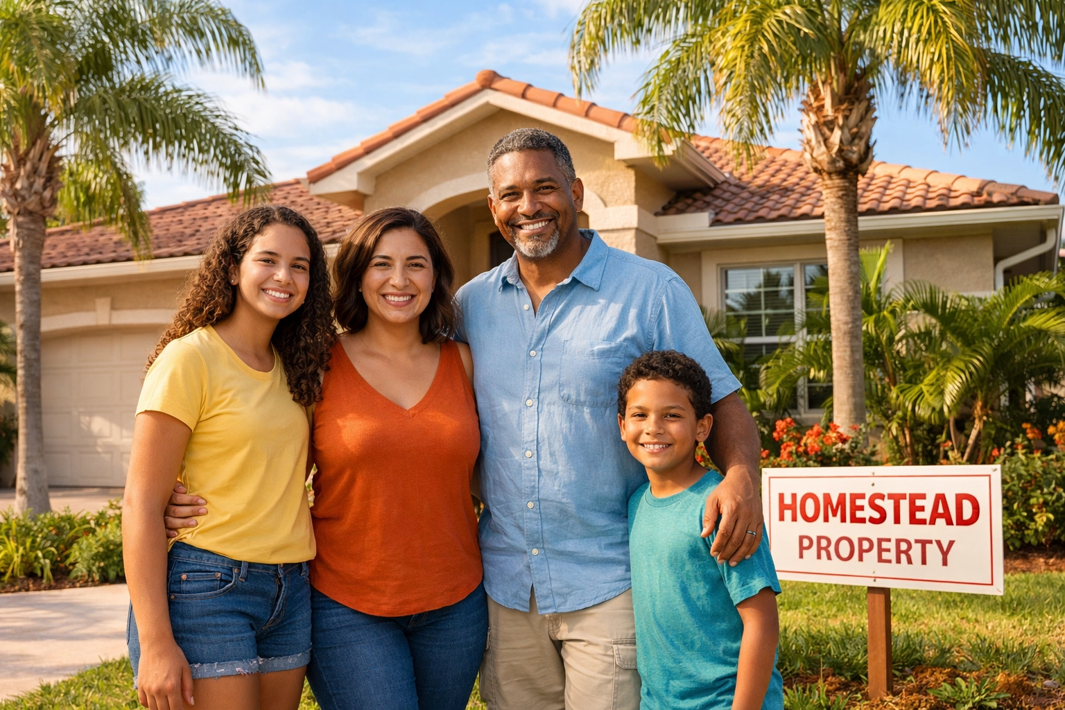 Florida homeowners in front of homestead property eligible for property tax elimination