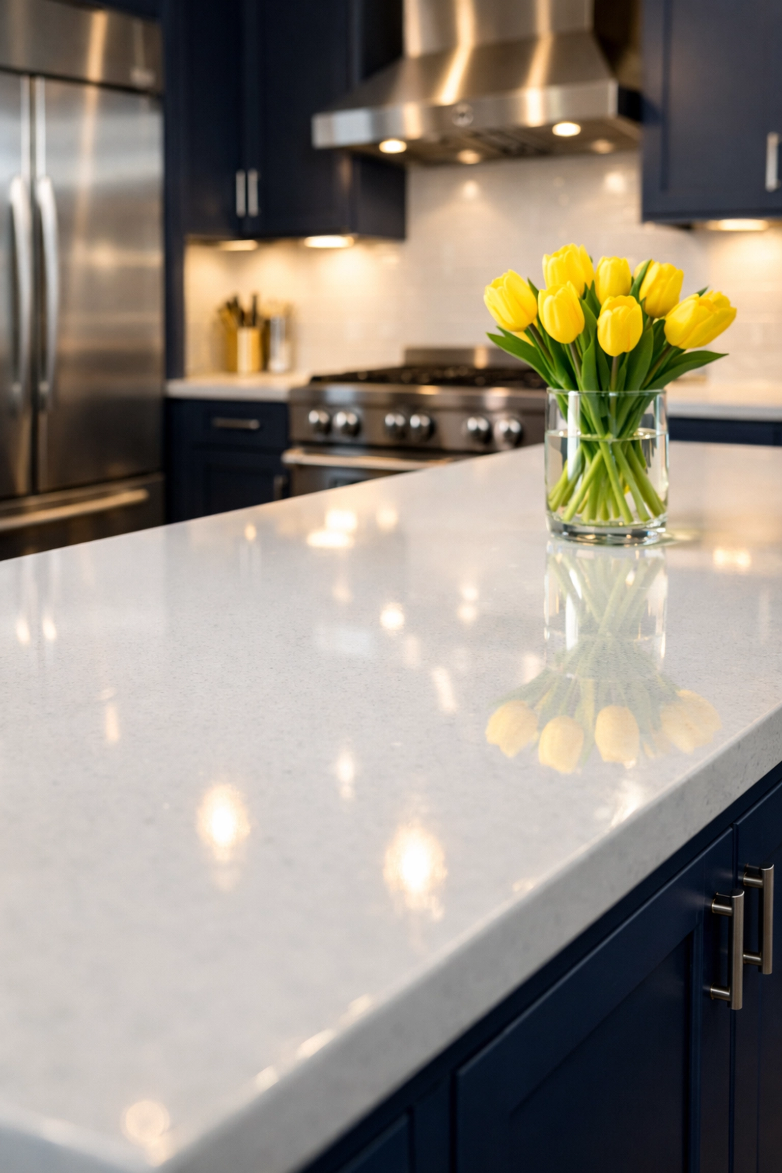 Detailed kitchen deep cleaning in Lancaster with polished quartz countertops and sanitized surfaces.
