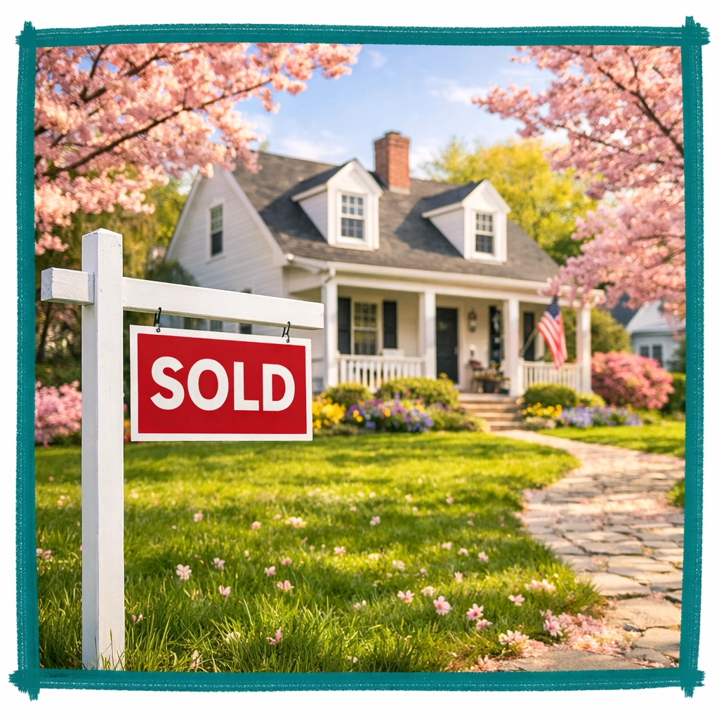 A charming Woodstock Connecticut house with a sold sign showing real estate market equity gains.