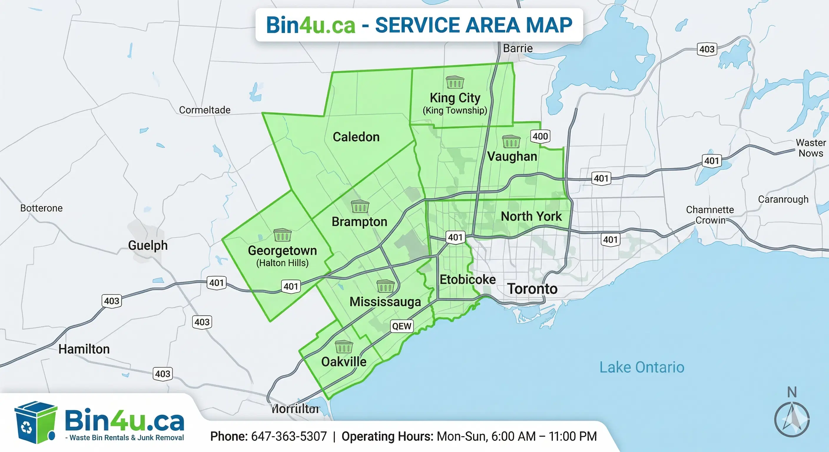 Bin4U GTA Service Area Map