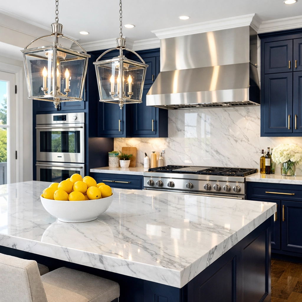 Spotless luxury kitchen in a Bedford home, reflecting the high-end residential and office cleaning in Bedford standards.