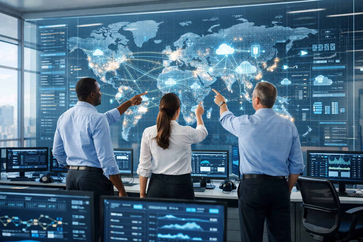 A team monitoring global infrastructure to ensure network visibility for Agentic AI in ServiceNow.