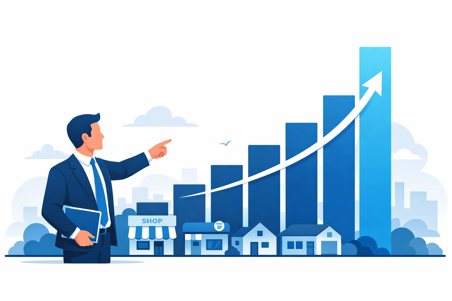 Data-driven business growth chart representing successful local SEO and digital marketing impact.