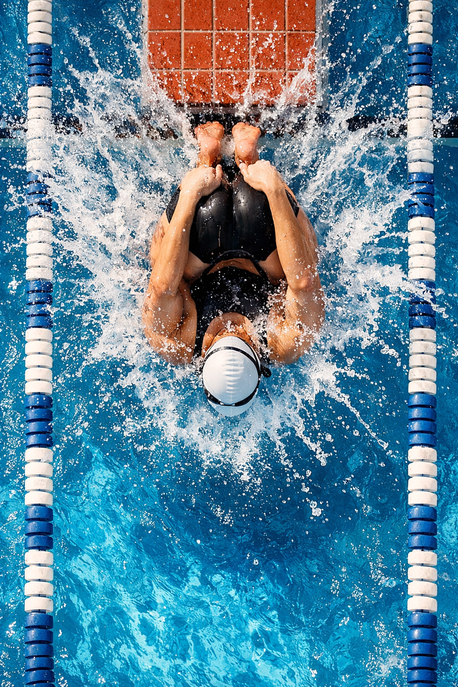 Volteo perfecto en piscina durante entrenamiento de natación con Método Entrena100