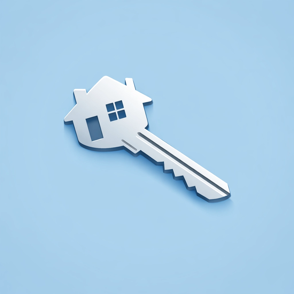 Llave con forma de casa simbolizando el éxito del crédito para comprar casa en USA.