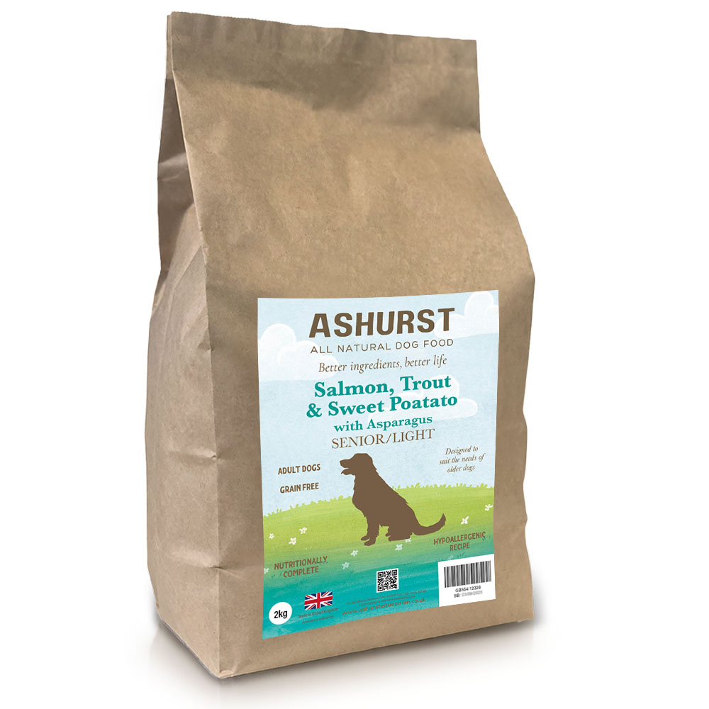 Ashurst Super Premium Dog Food – Senior/Light Adult, Salmon, Trout, Sweet Potato & Asparagus