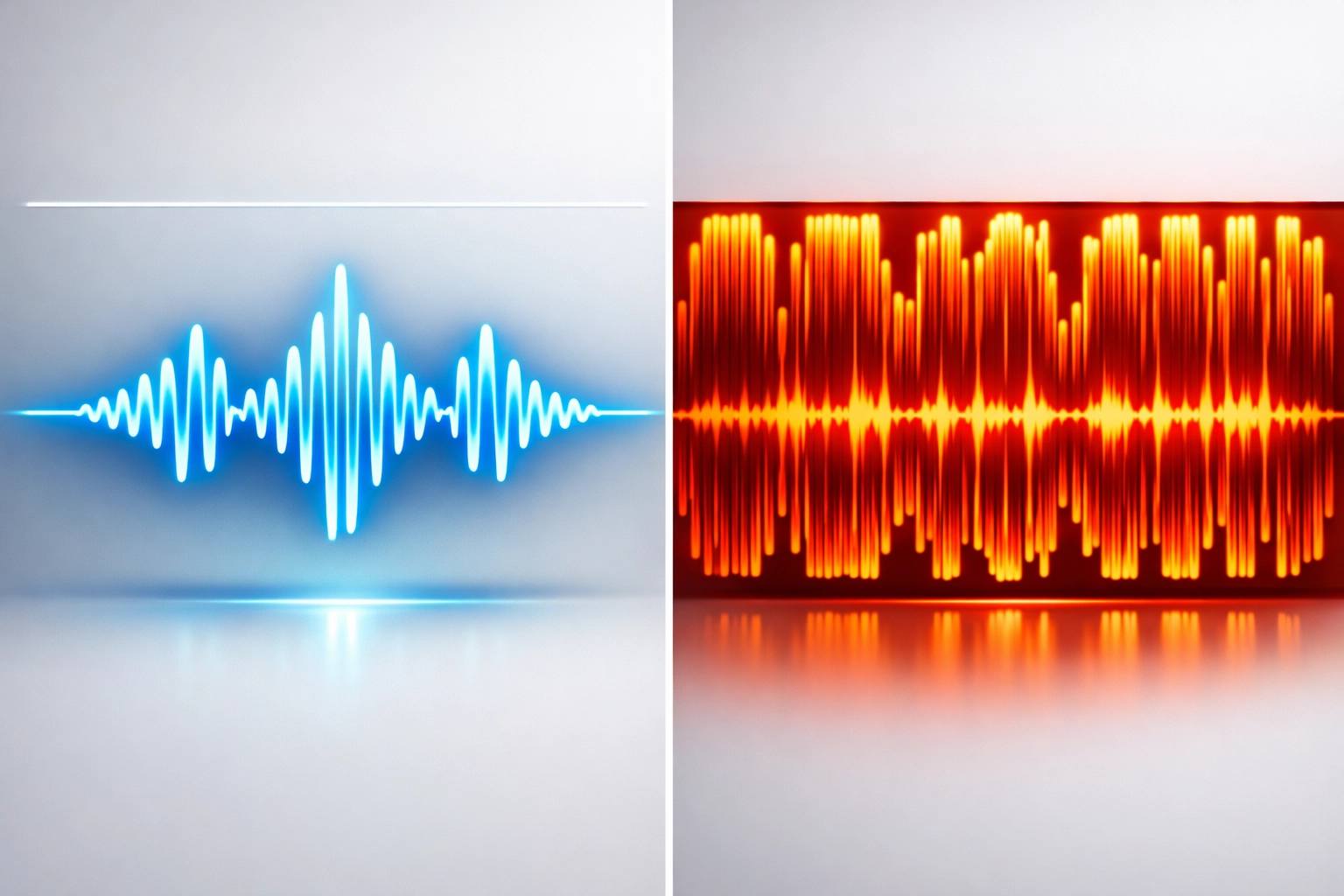 Audio waveform comparison showing proper headroom vs clipped distorted signal