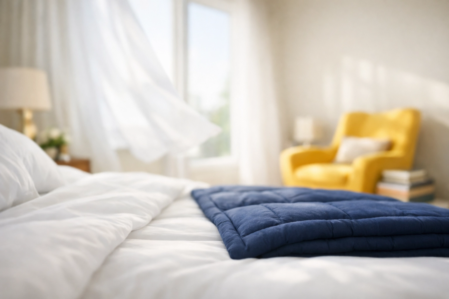 Fresh white bedding and clean luxury bedroom after professional house cleaning in Tewksbury.