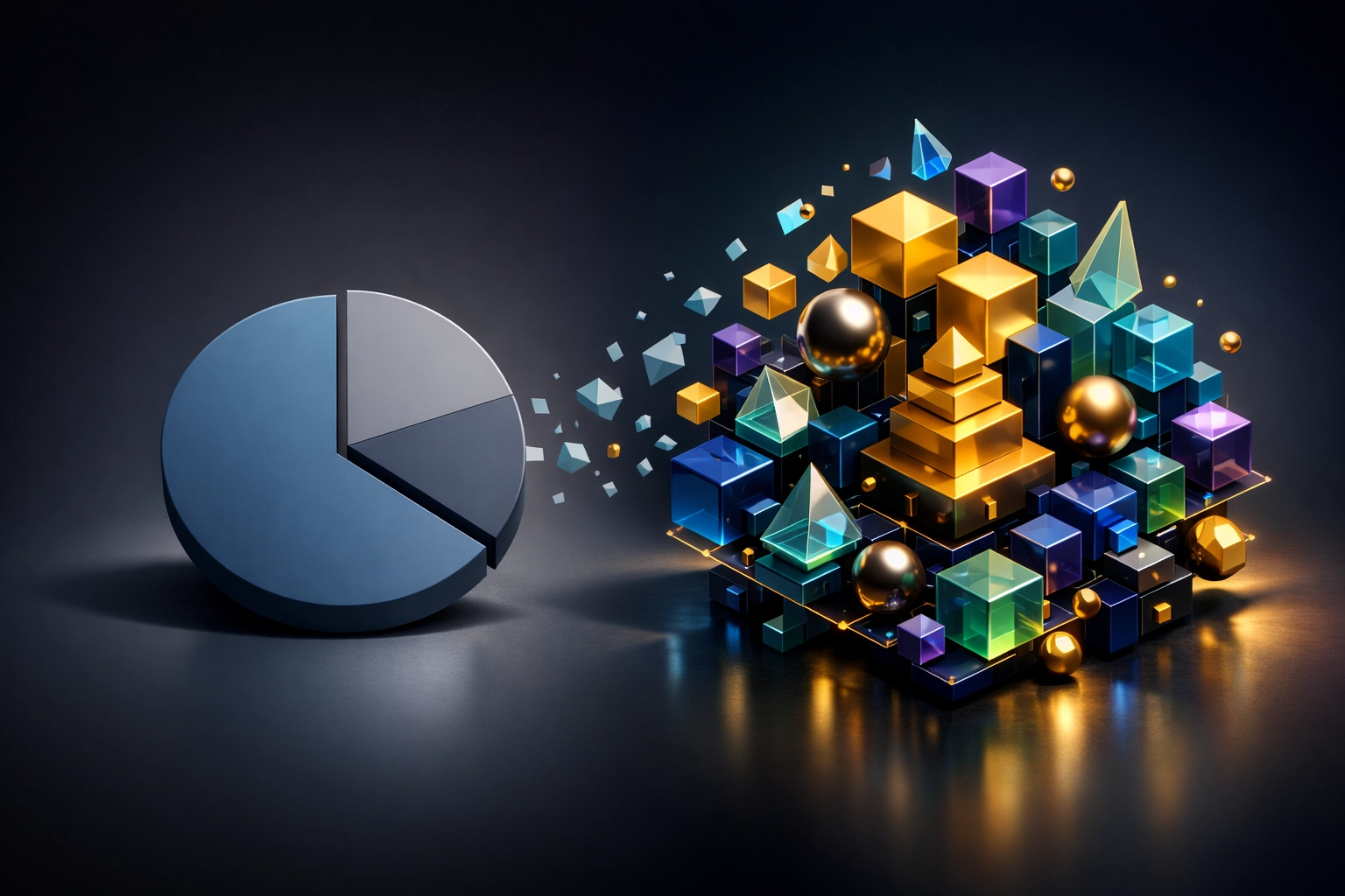 Traditional 60/40 portfolio evolving into modern diversified investment strategy with multiple asset classes