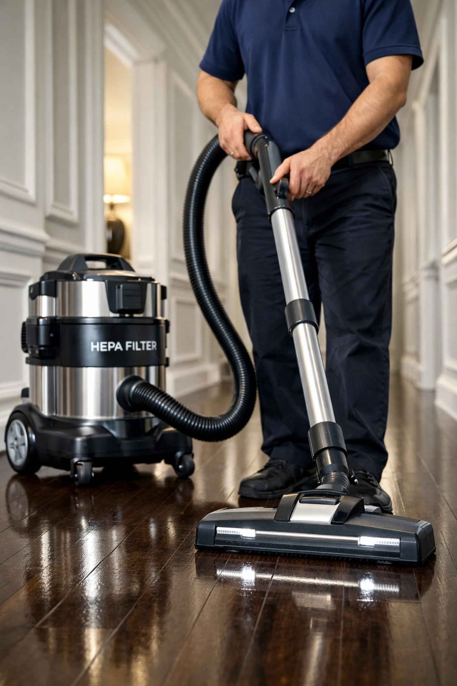 Professional HEPA vacuum used for eco-friendly house cleaning in Lexington MA to improve air quality.