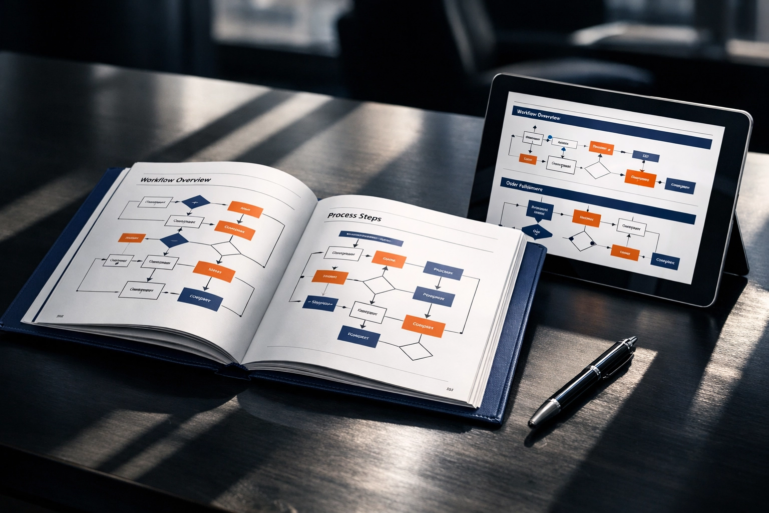 Business operations manual and digital systems documentation showing documented processes for sale readiness