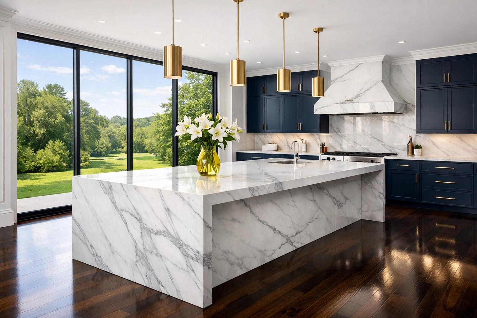 Pristine luxury kitchen in a Westwood estate showing results of Westwood luxury house cleaning.