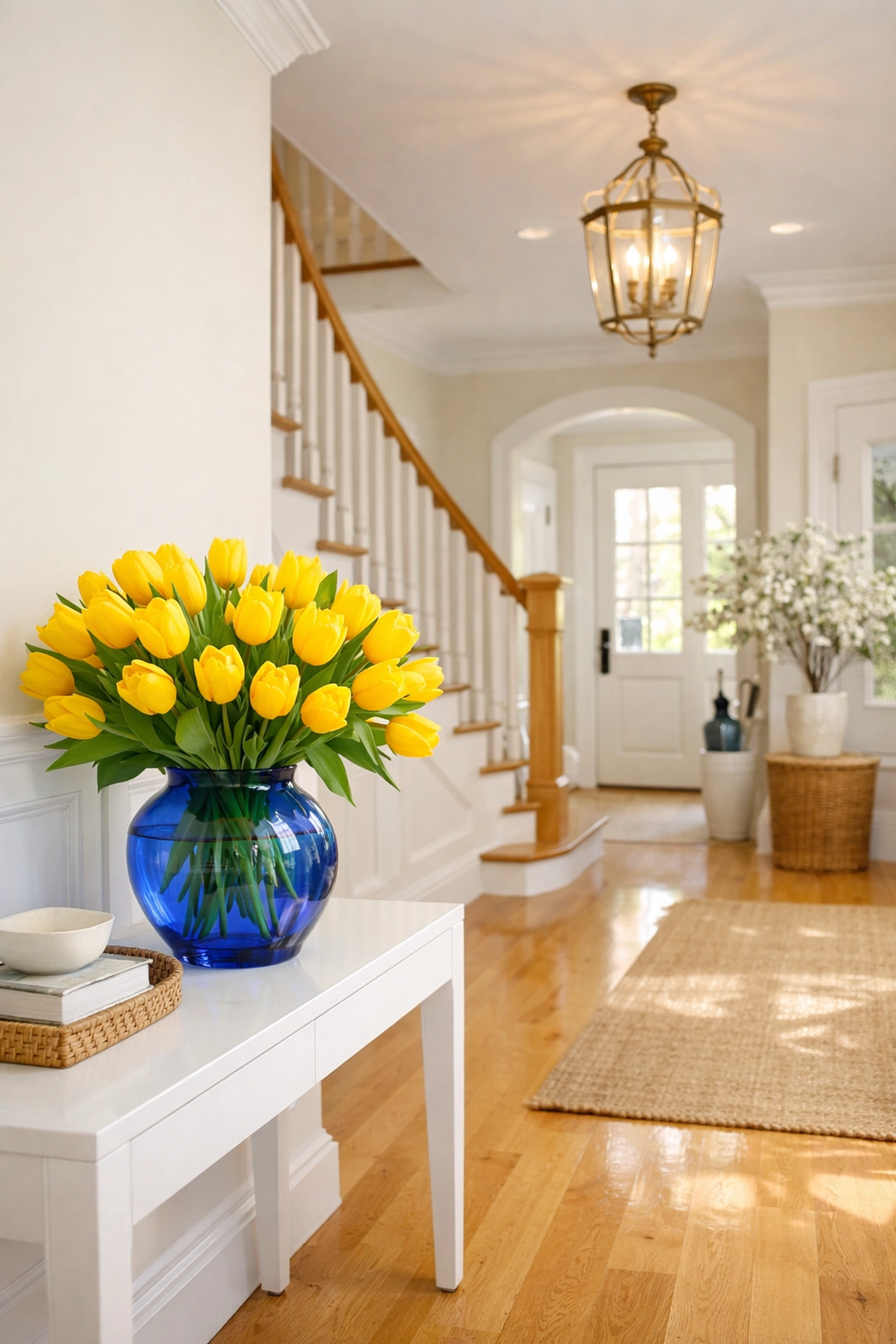 Fresh and dust-free grand foyer in Dover after seasonal residential cleaning Massachusetts for a healthy home.