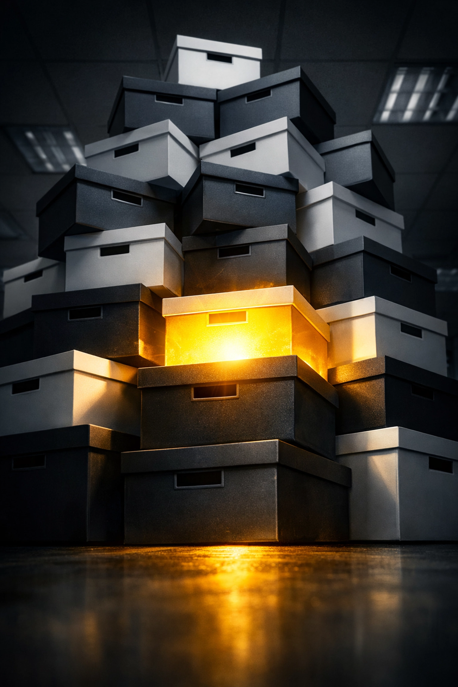 A glowing golden lead box found inside a real estate CRM, symbolizing human-powered lead conversion.