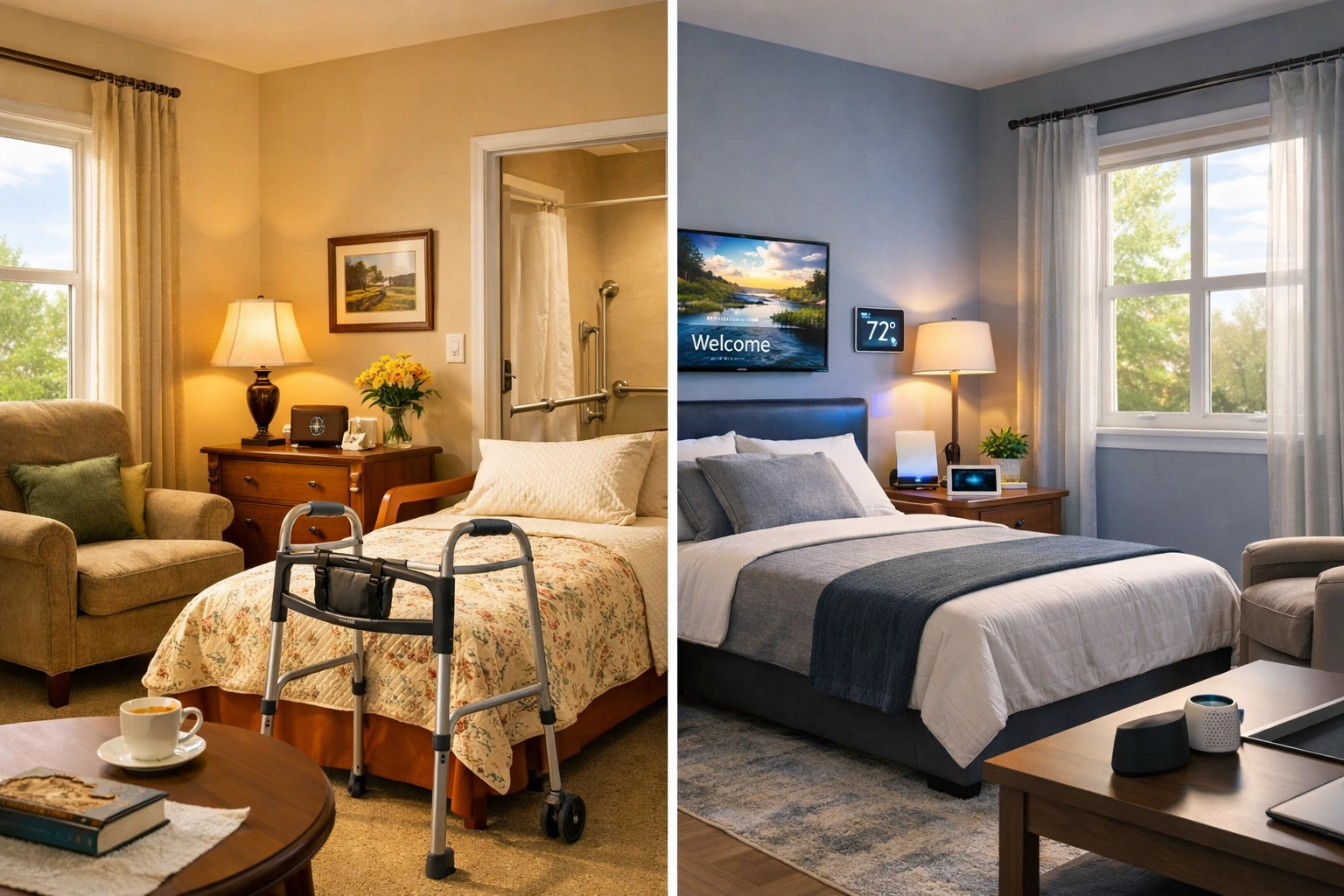 Comparison of basic and high-tech senior living apartments in Sarasota