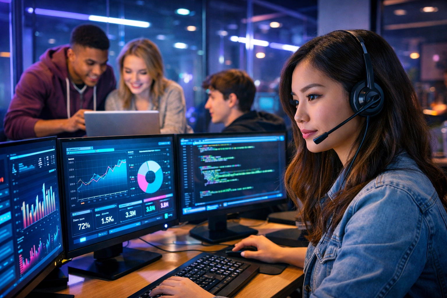 Fortune 5000 esports talent pipeline: young professionals working in tech company office