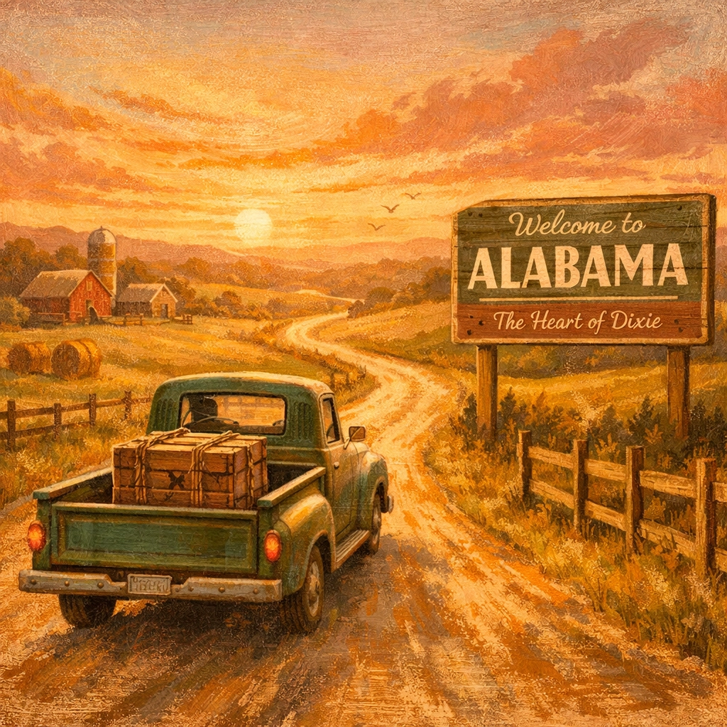 Truck driving country road carrying precious cargo of hatching eggs to Faithful Flock Farm