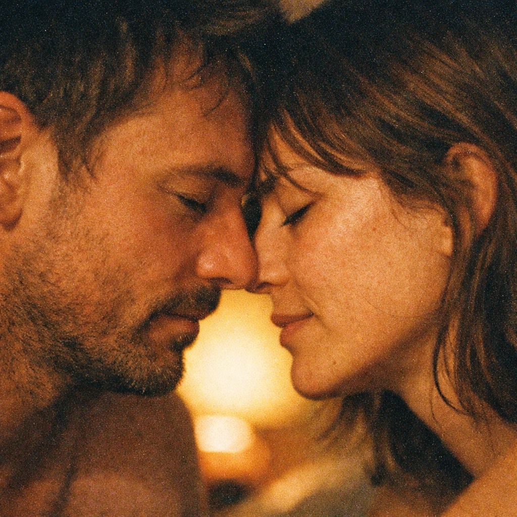 Intimate couple moment showing vulnerable connection and emotional intimacy